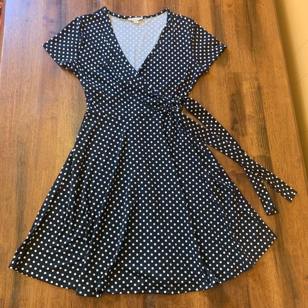 Rolla Coster dress Small Black Polka Dot Side Tie Wrap Dress A-Line